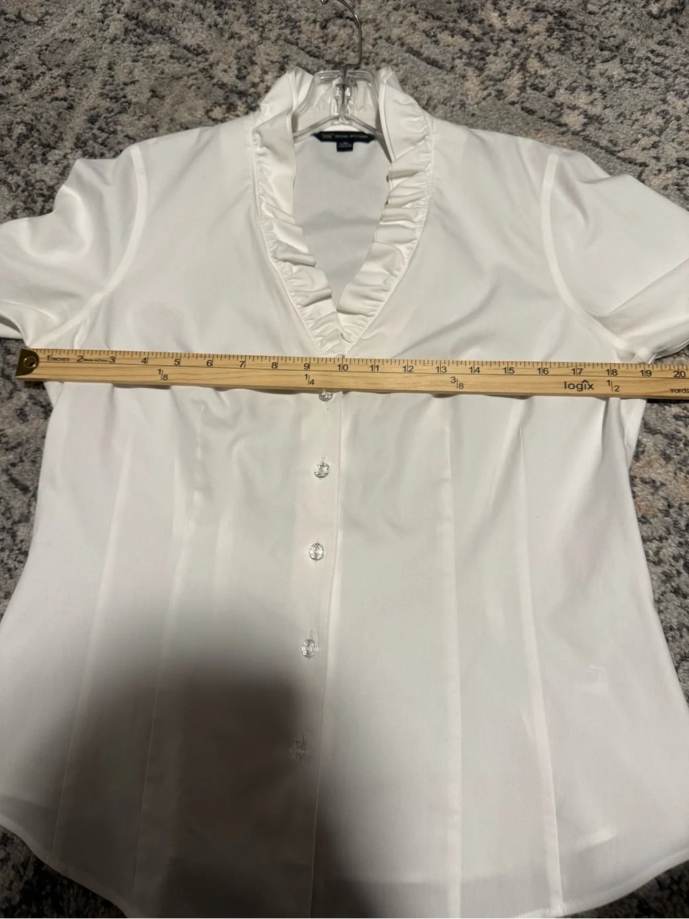 Brooks Brothers 346 White Ruffled Button-Front Blouse - Picture 7 of 10